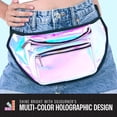 thumbnail image 4 of Riñonera Impermeable Azul Holográfico Manos Libres Grande para Hombres o Mujeres, 4 of 6