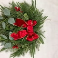 thumbnail image 2 of DAMAI Christmas Wreath for Front Door, Realistic Norfolk Pine Wreath with Velvet Bow Christmas Faux Wreaths with Red Berries for Front Door Mantel Window Wall Holiday Winter Home Decoration, 2 of 9