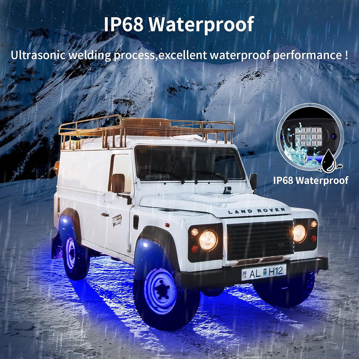 Waterproof RGB LED Rock Lights, 4Pcs Neon Underglow Lighting Kit with APP & Wireless Remote Control, Auto Wheel Exterior Underglow Lights,Under Car Lights for SUV,Truck,AUTO Motorcycle