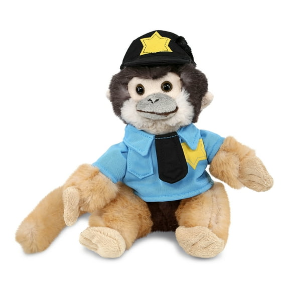 DolliBu Squirrel Monkey Police Officer Plush Toy - Soft Squirrel Monkey Cop Stuffed Animal Dress Up with Cute Cop Uniform and Cap Outfit -  12.5 Inches