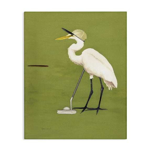 Stupell Industries Contemporary Golfing Heron Bird Canvas Art, 16 x 20, by Christine Reichow