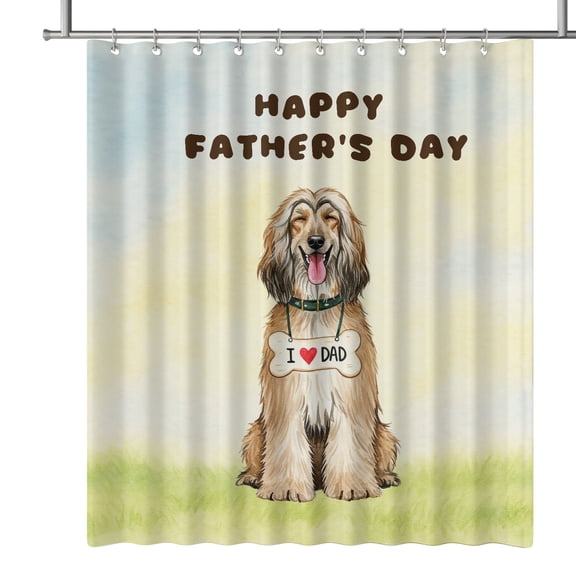 Cute Afghan Hound Loves Dad Happy Father's Day Shower Curtain Dog Lover Waterproof Bathroom Bathtub Curtain - 12008