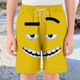 thumbnail image 2 of VNKIDY Boys Swim Trunks Kids Funny Face Prints Elastic Drawstring Waist Quick Dry Breathable Beach Shorts For Beach Pool Summer Wear Leisure Bottoms Yellow 11-12 Years, 2 of 4