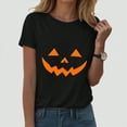 thumbnail image 2 of Towmus Women's Pumpkin Face T-Shirt Funny Halloween Lantern Shirt for Women Cute Graphic Tees, 2 of 5