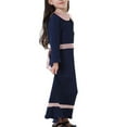 thumbnail image 5 of Girls Dresses,Big Girls Teenagers Muslim Dress,Prayer Maxi Dress Hijab Islamic Abaya Long Sleeve Striped Round Neck Pleated A Line Swing Dress 4-17 Years Navy 12-13 Years, 5 of 6