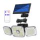 thumbnail image 4 of Lámpara Sensor de movimiento de luz solar LED de 3 cabezales de patio de jardín de tierra de pared dividida de 3 engranajes Ndcxsfigh Para estrenar, 4 of 9