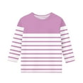 thumbnail image 3 of Maean 3/4 Striped Blouse for Girls Cotton Comfy Shirts Kids Girl Round Neck Pullover Tee Tops, 3 of 4