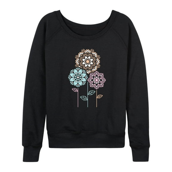 Instant Message - Decorative Flowers - Women's Lightweight French Terry Long Sleeve Shirt