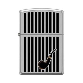 Zippo Lighter- Pipe Lines Design Satin Chrome Windproof Lighter