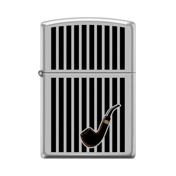 Zippo Lighter - Personalized Custom Message Engraved on Backside for Pipe Lines Design Satin Chrome #Z5149