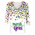 thumbnail image 5 of Women's Blouses,Mardi Gras Shirts for Women 3/4 Sleeve Sequin V Neck Mardi Gras Outfits Summer Graphic Holiday Carnival Shirt, 5 of 5