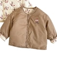 thumbnail image 3 of Ruyang Kids Cute Bear Reversible Jacket Toddler Boys Girls Winter Warm Lightweight Puffer Coat Button Quilted Outwear, 3 of 5