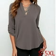 thumbnail image 1 of Hauts pour Femmes à Manches 3/4 à Col en V Tunique Décontractée Blouse Chemise Ample, 1 of 1