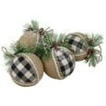 thumbnail image 3 of Northlight Plaid with Burlap Christmas Ball Ornaments - 6" (152mm) - Black and White - 4ct, 3 of 5