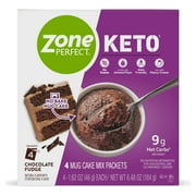 ZonePerfect Keto Mug Cake, Gluten-Free No Bake Mug Cake Mix, Keto-Friendly Snack with 11g Net Carbs as Prepared, Great Taste Guaranteed, Chocolate Fudge, 16 Packets