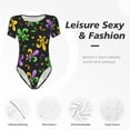 thumbnail image 6 of The Xecao Mardi Gras Carnival4 Women's Crew Neck Body Suit, a short-sleeved bodysuit and basic swimsuit, both comfort and style for dating and daily life, 6 of 9
