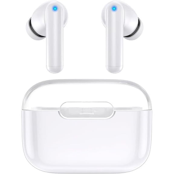P3 Wireless Earbuds Bluetooth 5.3 Headphones, Deep Bass Stereo with Microphone Earphones in-Ear, Immersive Premium Sound Ear Buds for iPhone, Android-Clear