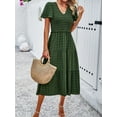 thumbnail image 4 of Yesfashion  Women's 2025 Summer Dress Polka Point Regular Short-Sleeve V-Neck Swing Dresses, 4 of 9