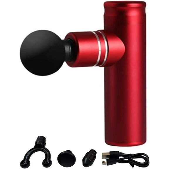 Dawot Red Muscle Massage Percussive Gun Deep Tissue with 3 Adjustable Speeds and 4 Heads, Portable Relaxation Muscle Massager for Office Gym Home