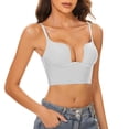 thumbnail image 2 of IQOGKRN Low Back Bras Seamless Backless Bra Secret Plunge Bra Lightly Lined Underwire Low Cut Multiway Halter Bra White L, 2 of 7