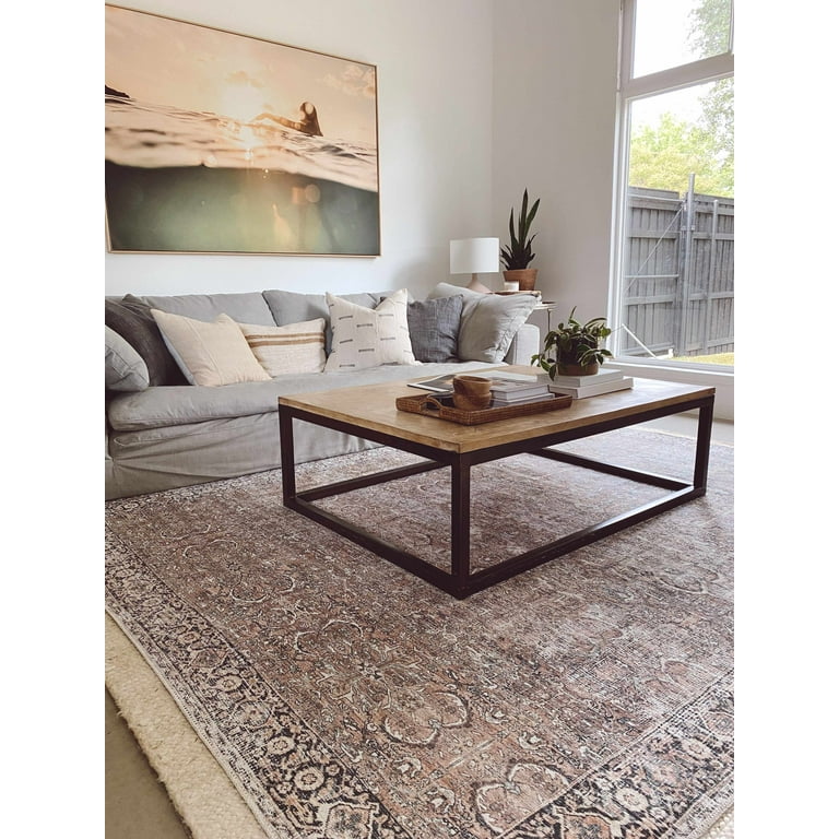  Area Rug Living Room Rugs: 8x10 Large Soft Machine Washable  Boho Moroccan Farmhouse Neutral Stain Resistant Indoor Floor Rug Carpet for  Bedroom Under Dining Table Home Office House Decor - Brown 