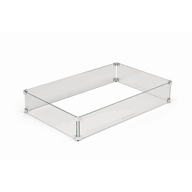 HPC Fire Rectangle Fire Pit Glass Wind Guard (WG49X21-RECT), 49x21-Inch