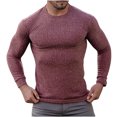 thumbnail image 2 of TFEOQRY Pullover Sweater for Men New Solid Color Casual Knitwear Long Sleeved Round Neck Sweater Top Red, 2 of 3