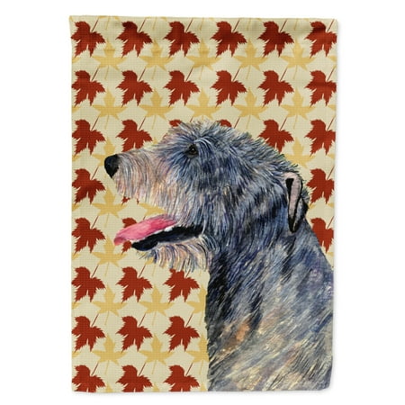 Irish Wolfhound Fall Leaves Portrait Garden Flag