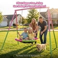 thumbnail image 3 of Kdymod 440lbs 40" Saucer Swing with Frame for Kids Outdoor, Heavy Duty Metal Swing Set with Adjustable Ropes & Ground Anchors, A-Frame Backyard Playset for Playground, Toddlers Ages 3+, Pink, 3 of 7