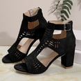 thumbnail image 6 of Dakaela Chunky Heeled Sandals for Womens Bohemian Cutout Open Toe Dressy Heels Summer Pumps Booties for Bridal Wedding Party Black Size 6, 6 of 9