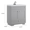 thumbnail image 6 of 30" Single Bathroom Vanity with Sink Top Combo, Free-Standing Vanity Base Cabinet with Soft Close Drawer and Door, Single Hole Undermount Ceramic Basin, Gray (Faucet and Drain not Included), 6 of 7