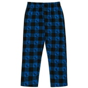 North 15 Boy's Super Soft, Buffalo Plaid with Deer Head, Polar Fleece Lounge Pants-1233B-Navy-14-16