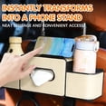 thumbnail image 3 of 3-in-1 Back Seat Car Organizer, Car Backseat Storage Box with Cup Holder, Tissue Box&Hooks, Multifunctional Waterproof Storage for Hold Phones Drinks Handbags (Brown), 3 of 7