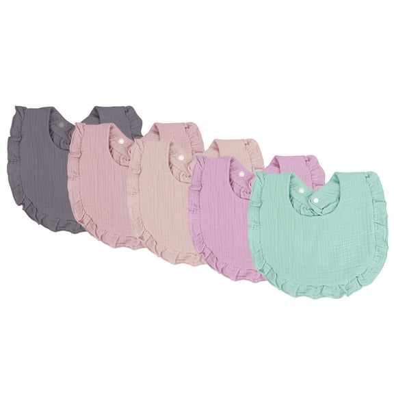 TELOLY Baby Girl Muslin Bandana Soft Drool Baby Bibs, 5 Pieces