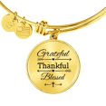 thumbnail image 1 of Grateful Thankful Blessed Circle Bangle 18k Gold 7-9" Bracelet, 1 of 5