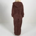 thumbnail image 4 of JGGSPWM (S-5XL) Plus Size Onesie Pajamas for Women Fuzzy Fleece Casual Winter Warm Soft Comfortable Lounge Romper Loungewear Brown M, 4 of 5