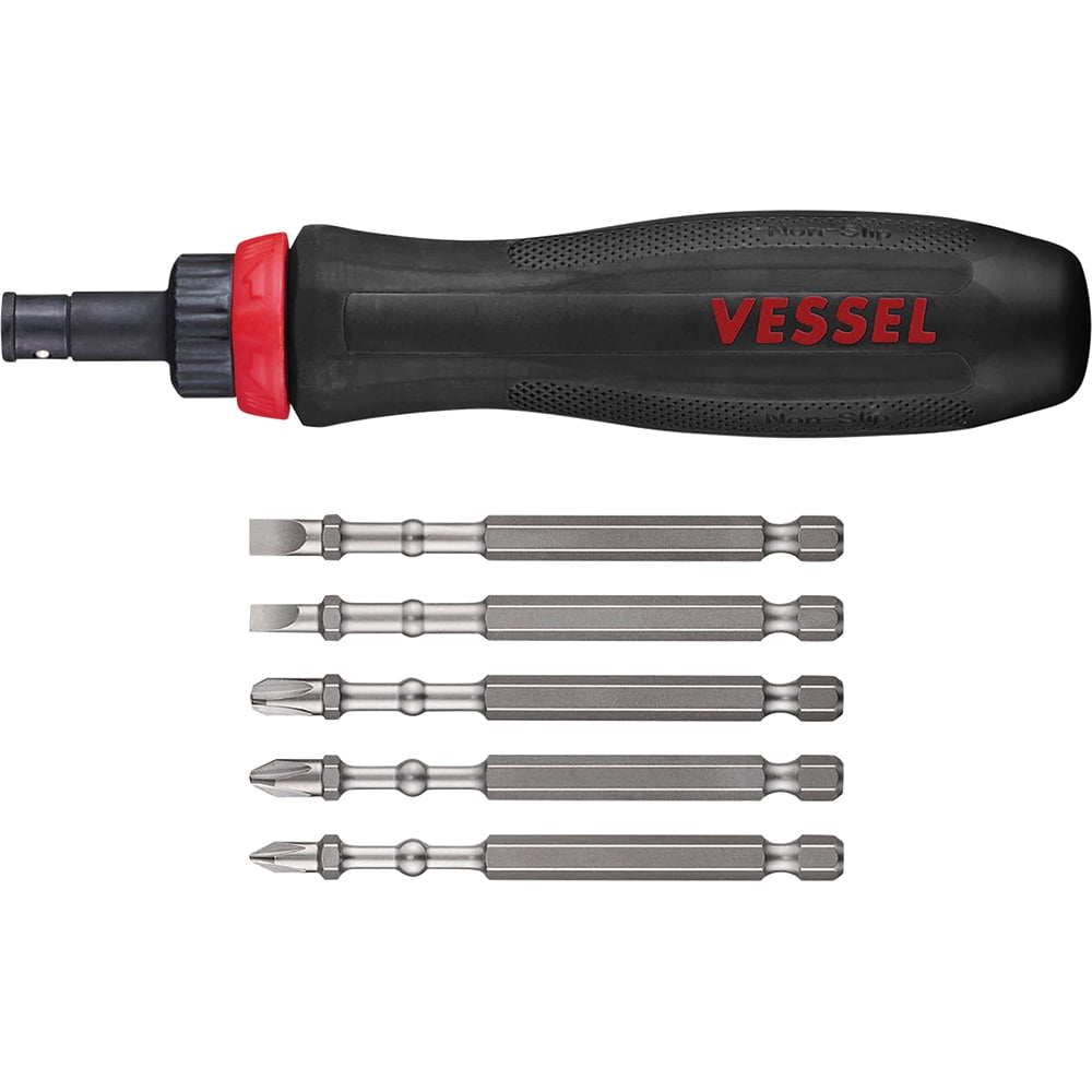 Vessel Tools MEGADORA Interchangeable Ratchet Screwdriver 5PC. Bit Set