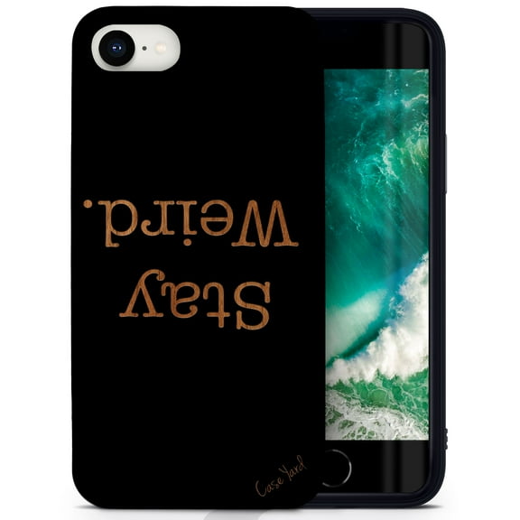 Case Yard Wooden Case for iPhone-SE Soft TPU Silicone cover Slim Fit Shockproof Wood Protective Phone Cover for Girls Boys Men and Women Supports Wireless Charging Stay Weird Design