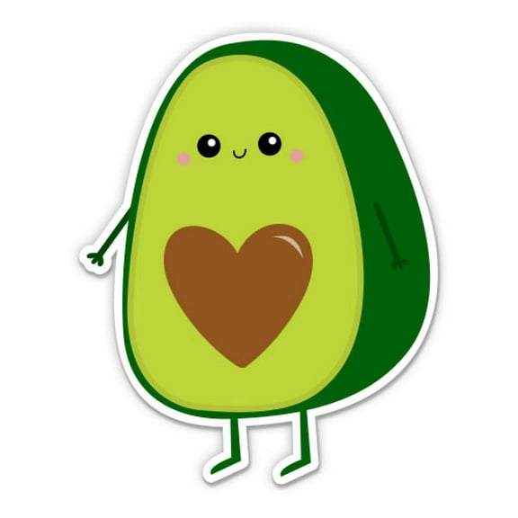 Avocado Heart Cutie - 3" Vinyl Sticker - For Car Laptop Water Bottle Phone - Waterproof Decal