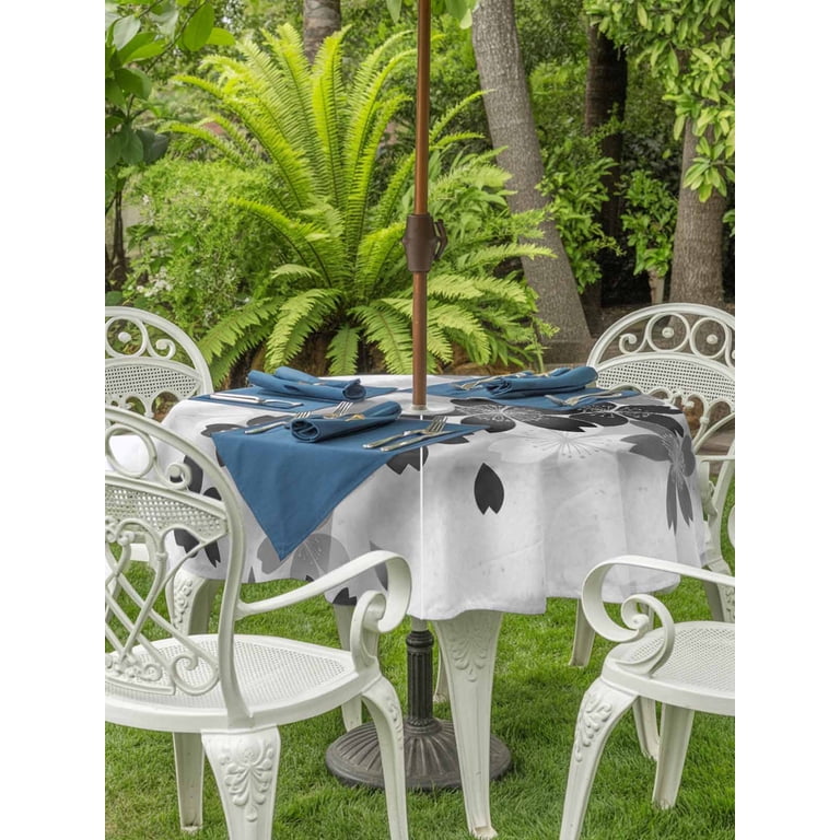 54 round patio table cover with umbrella hole flowers 60x102 Inch Outdoor Tablecloth with Umbrella Hole Zipper Rectangle Pink  Floral Rectangular Tablecloths Outside Waterproof Modern Abstract Art  Flowers