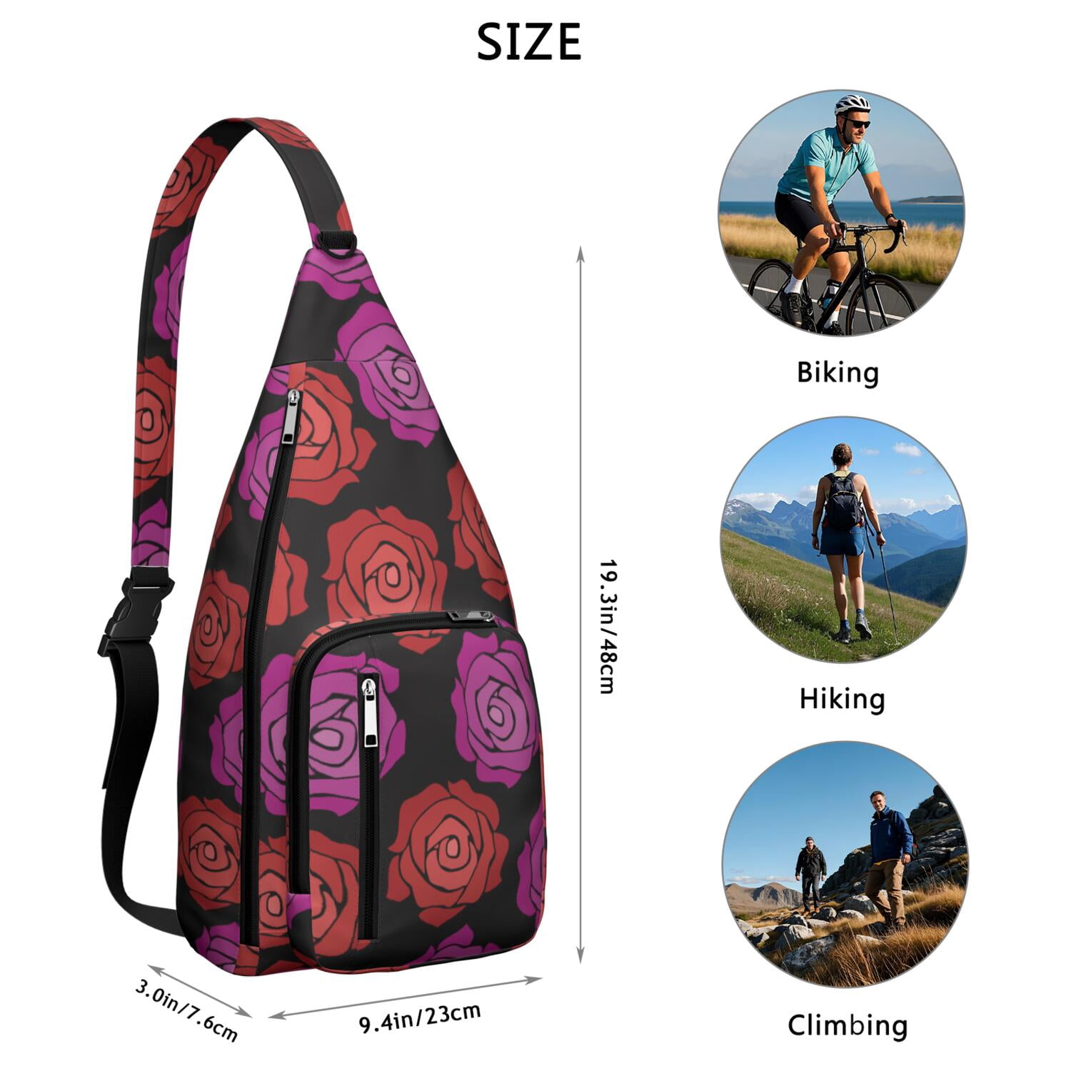 Durable Breathable Sling Bag with Sunflower Pattern for Tactical Use