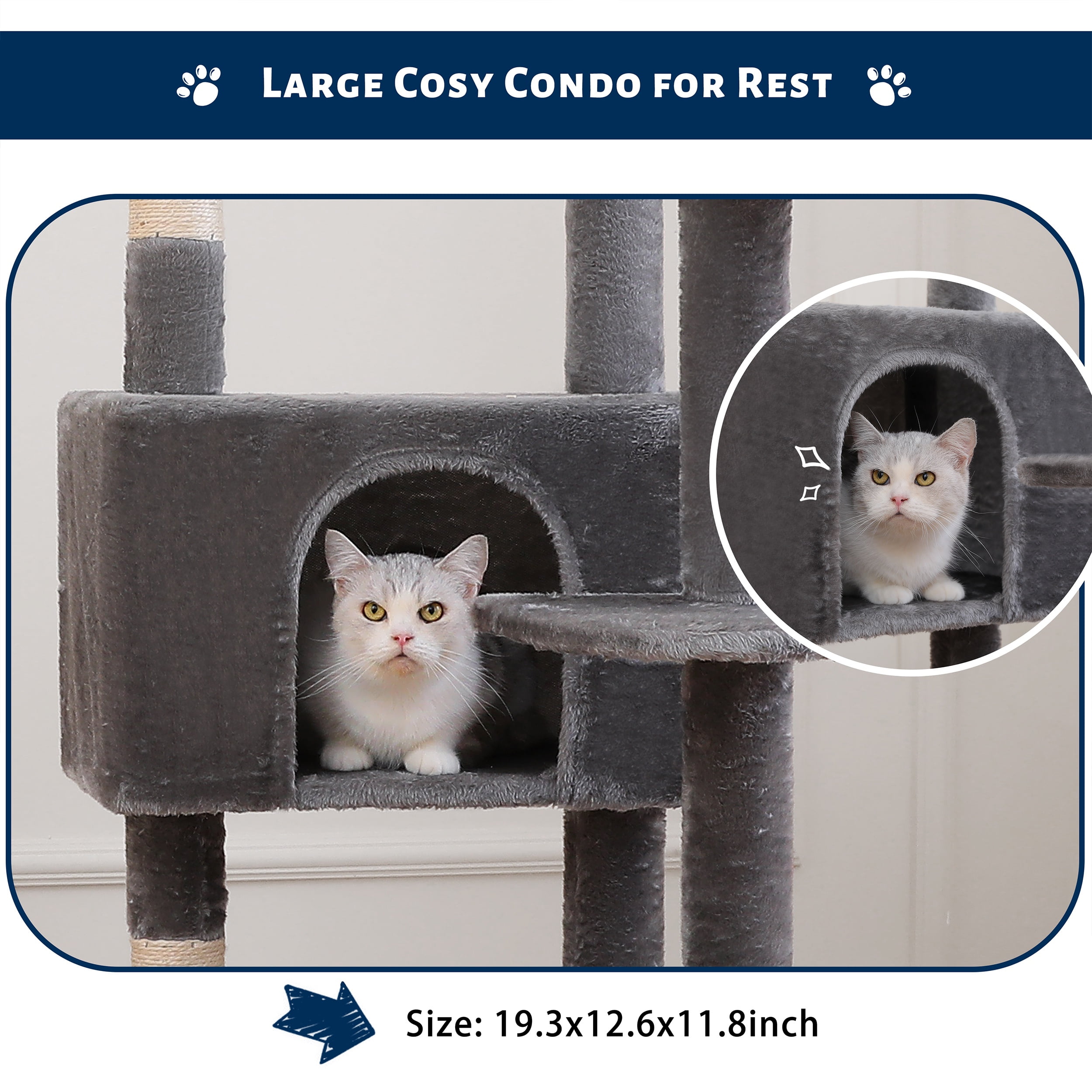 Vibrant Life 70” Cat Tree for Indoor Cat,Multi-Level Cat Tower with Scratching Posts, Gray