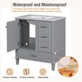 thumbnail image 6 of 30" Bathroom Vanity , Modern Bathroom Cabinet with Sink Combo Set, Bathroom Storage Cabinet with a Soft Closing Door, 3 Drawers and Solid Wood Frame, Grey, 6 of 9