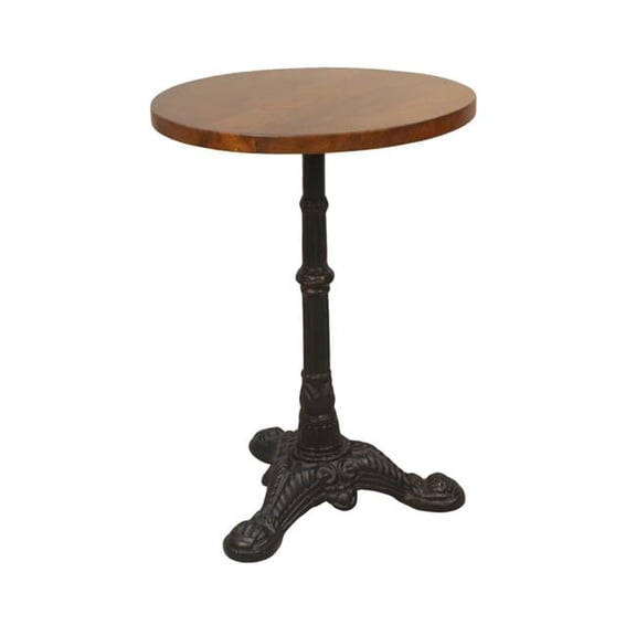 28 in. Solid Wood Round End Table, Black & Chestnut