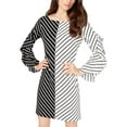thumbnail image 3 of Alfani Womens Colorblocked Ruffle-Sleeve Flounce Dress, Black, 10, 3 of 4