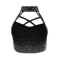 thumbnail image 2 of TiaoBug Kids Girls Dance Crop Top Sleeveless Cutout Shiny Rhinestone Gymnastics Sports Athletic Tank Top Black 14, 2 of 6