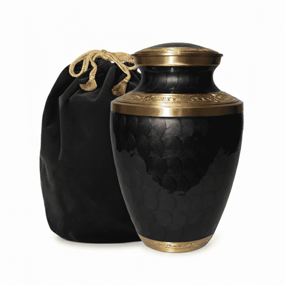 Cremation Urn for Human Ashes - Large Adult Urns for Ashes - Funeral Urn for Men & Women - Memorial Urn for Loved Ones - Burial Urn for Home - Black