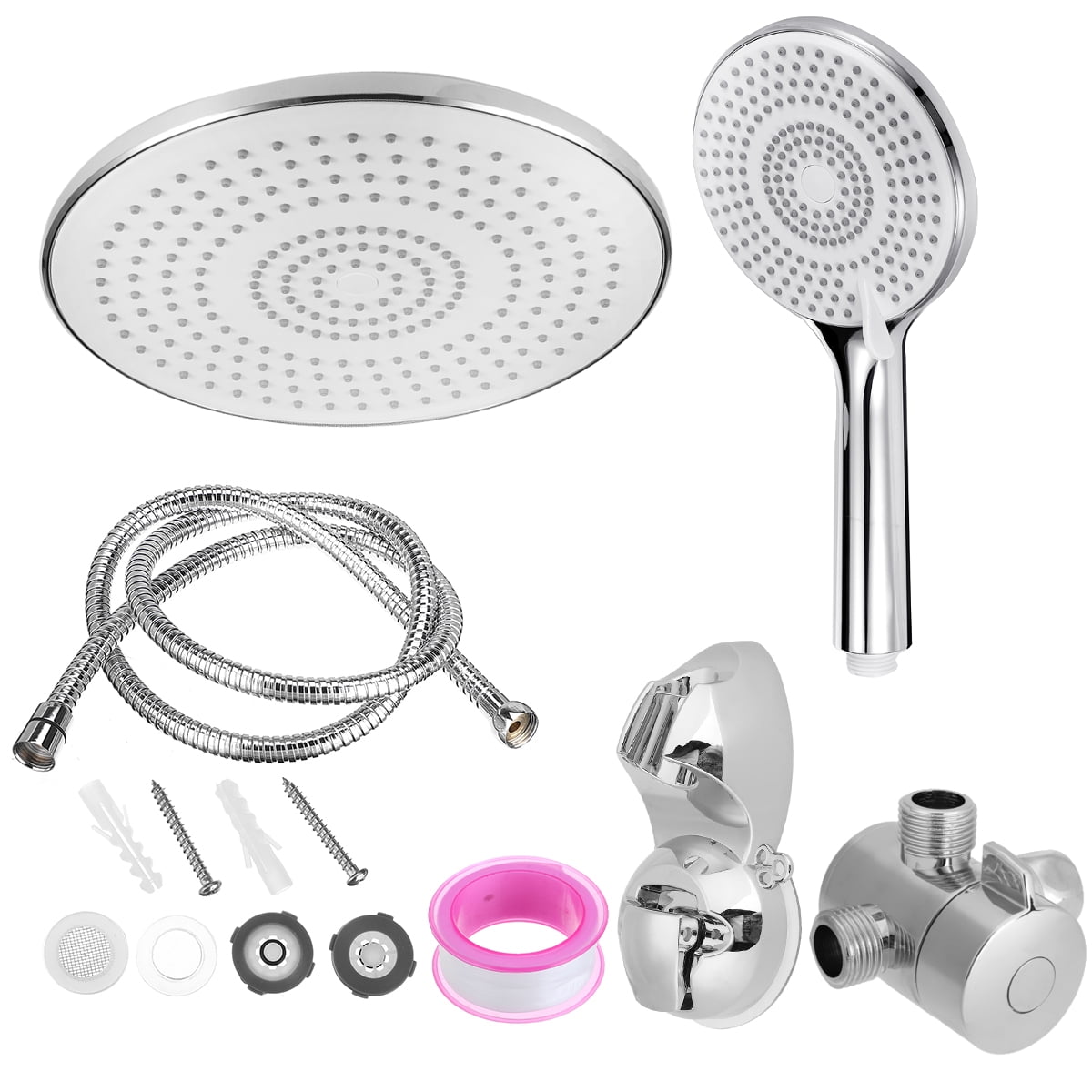 INSMA 9 Inch High Pressure Rainfall Shower Head and Handheld Combo, Luxury Modern Chrome Plated with 60'' Hose Anti-leak with Holder