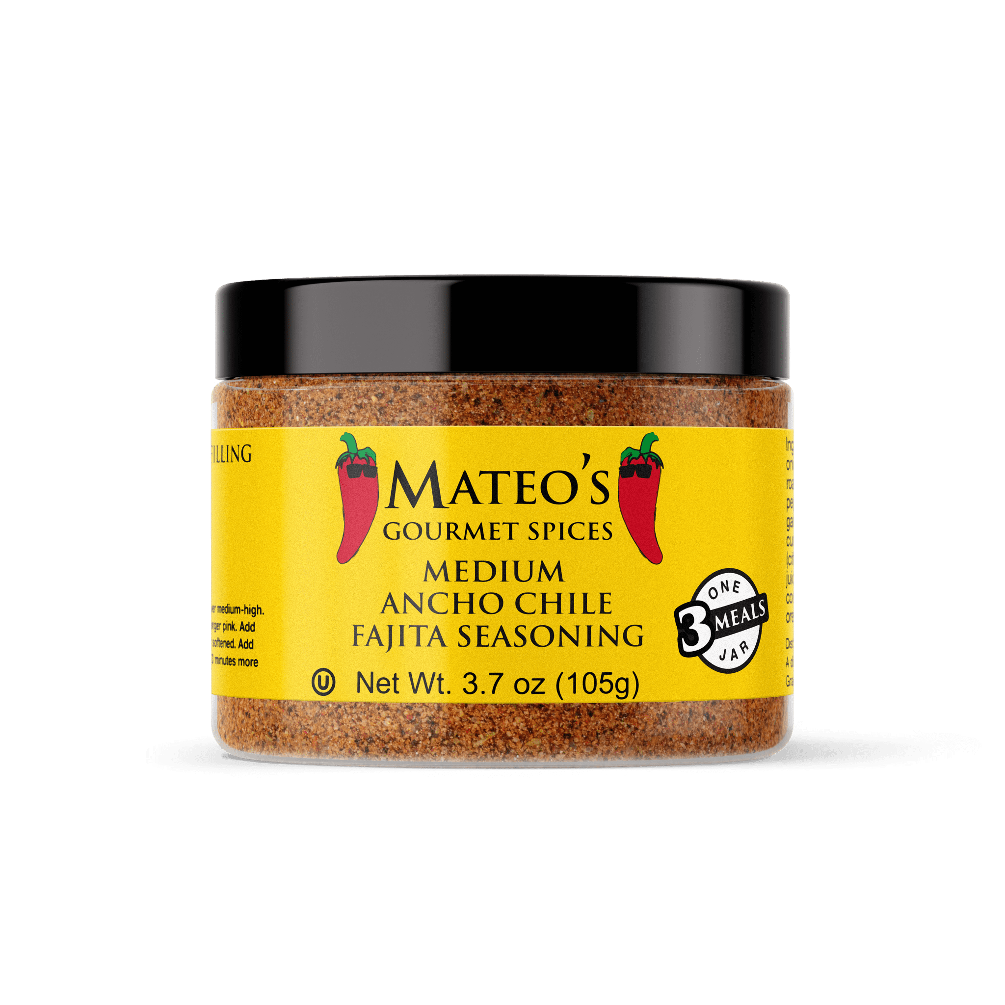Mateos Brand Ancho Chile Fajita Seasoning Mix (3 Meals), 3.7 oz