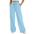 thumbnail image 2 of Dwelliawo Women's Wide Leg Sweatpants Double Waisted Fleece Baggy Sweat Pants Light Blue 3xL, 2 of 6